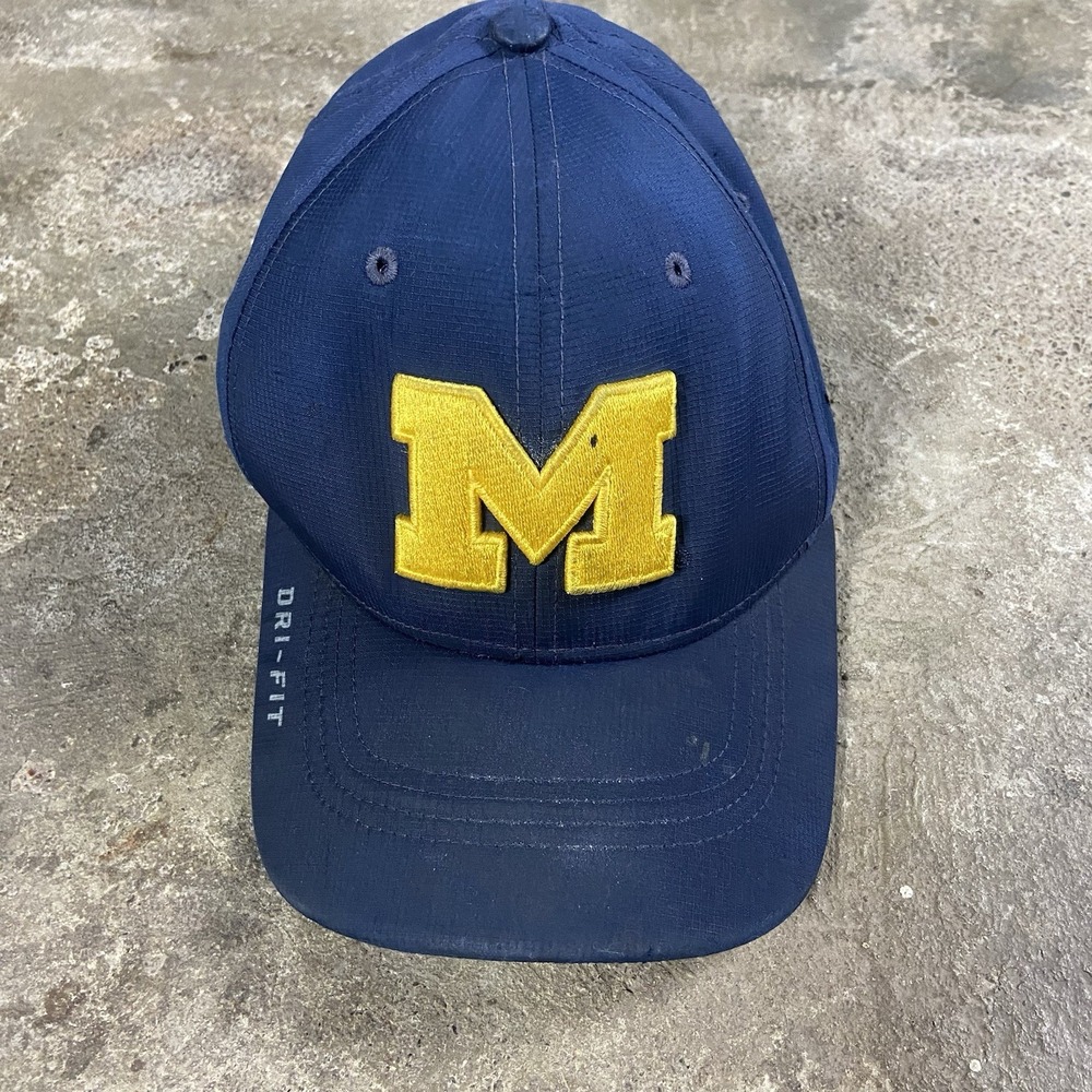Nike University of Michigan Wolverines‎ Dri-Fit Cap Navy Yellow M Logo College